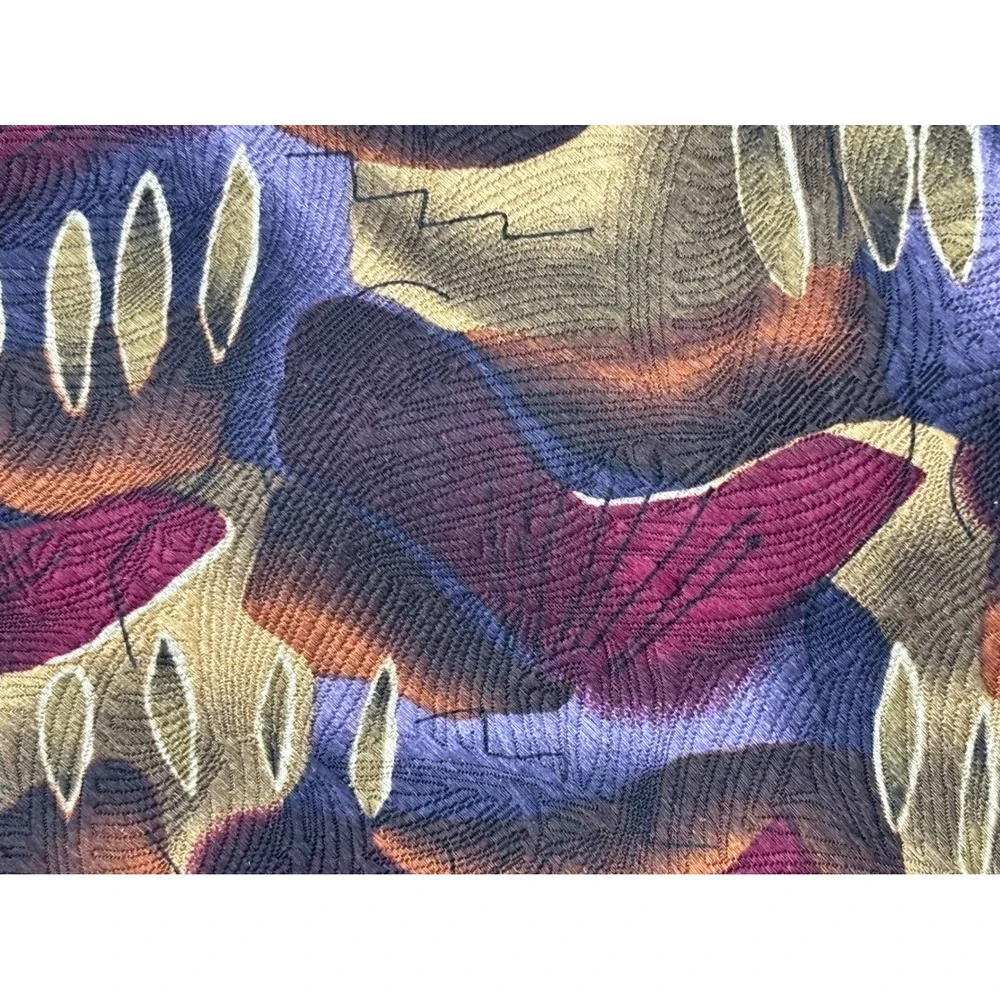 J. Garcia Men's 100% Silk Abstract Art Necktie Multicolor Purple Burgu
